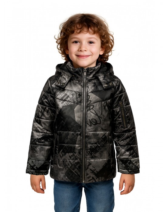 Printed Boys Jacket Printed Metallic Black Jacket 